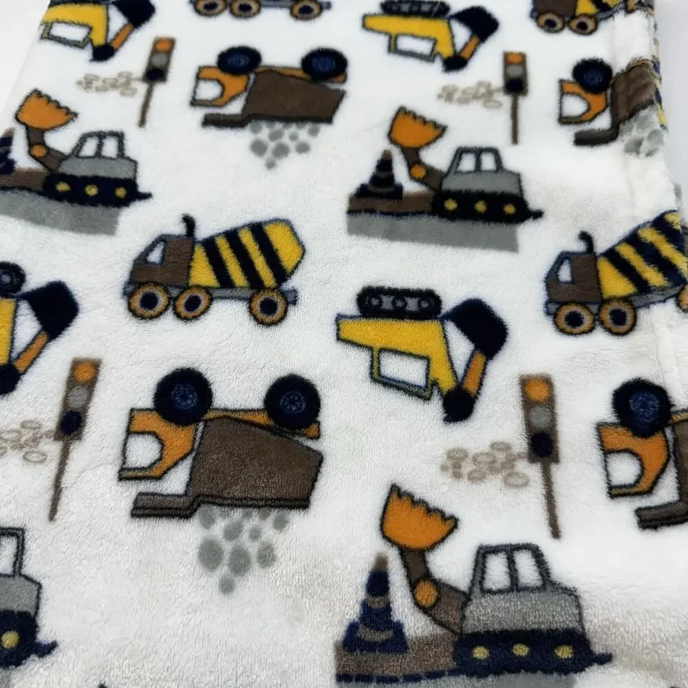 Baby Starters Baby Blanket Trucks Blue Yellow 30x40 Security Lovey Construction